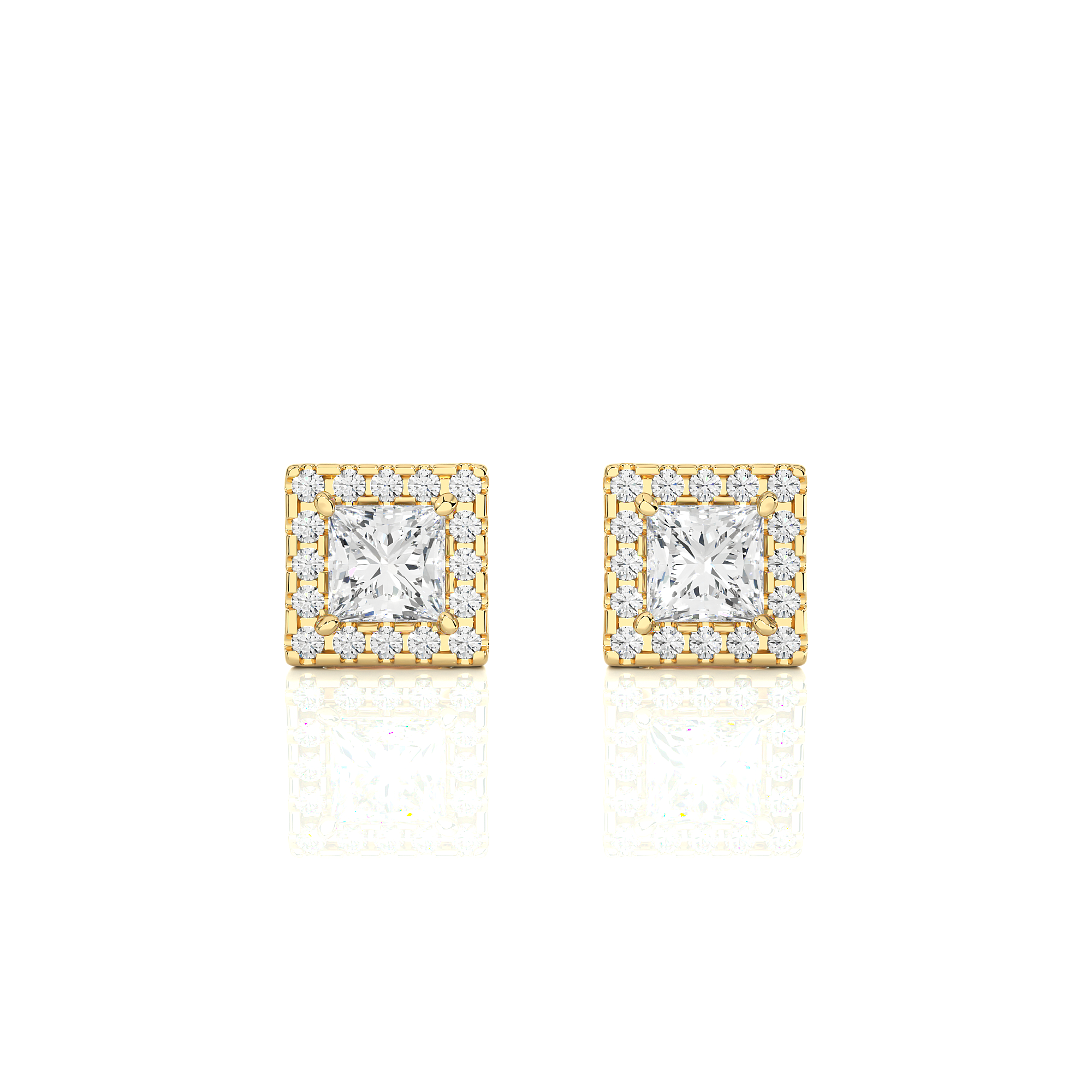 Buy 2.15Ct Princess Diamond Stud Earrings | Solitairekart
